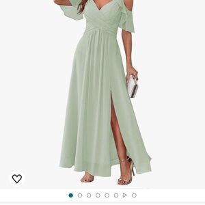 Mint Green Asymmetrical Ruffled Maxi Dress
